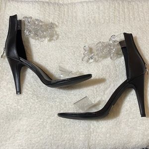 Wide width heels with clear strap